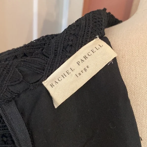 Rachel Parcell Anglaise L Black embroidered overlay fit & flare lined knee dress - Picture 11 of 16